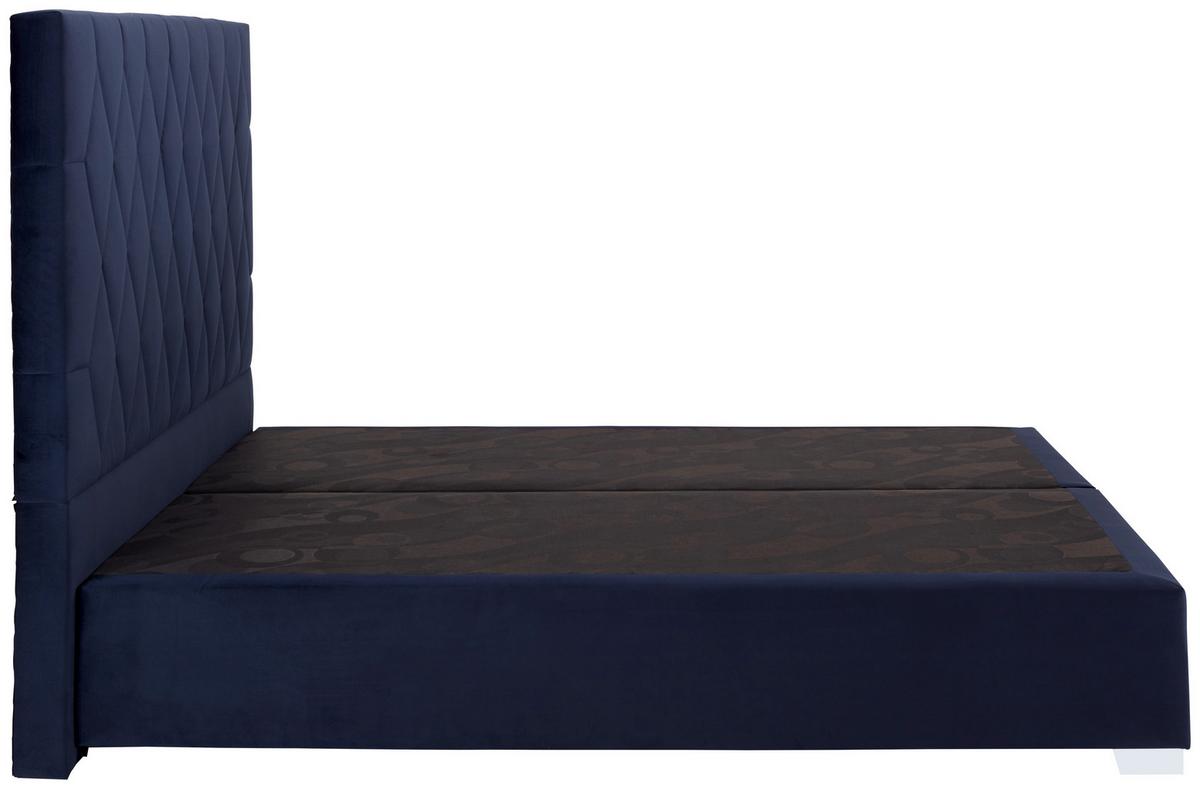 Boxspringbett 160x200cm Paula 1 - Chromfarben/Dunkelblau, MODERN, Textil (160/200cm)