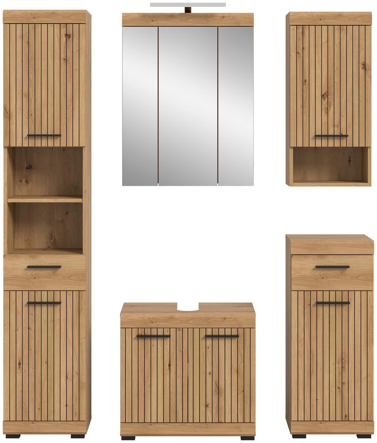 Badezimmer Scout Eiche Artisan Dekor B: 134cm - Eiche Artisan, Trend, Glas/Holzwerkstoff (134cm) - MID.YOU