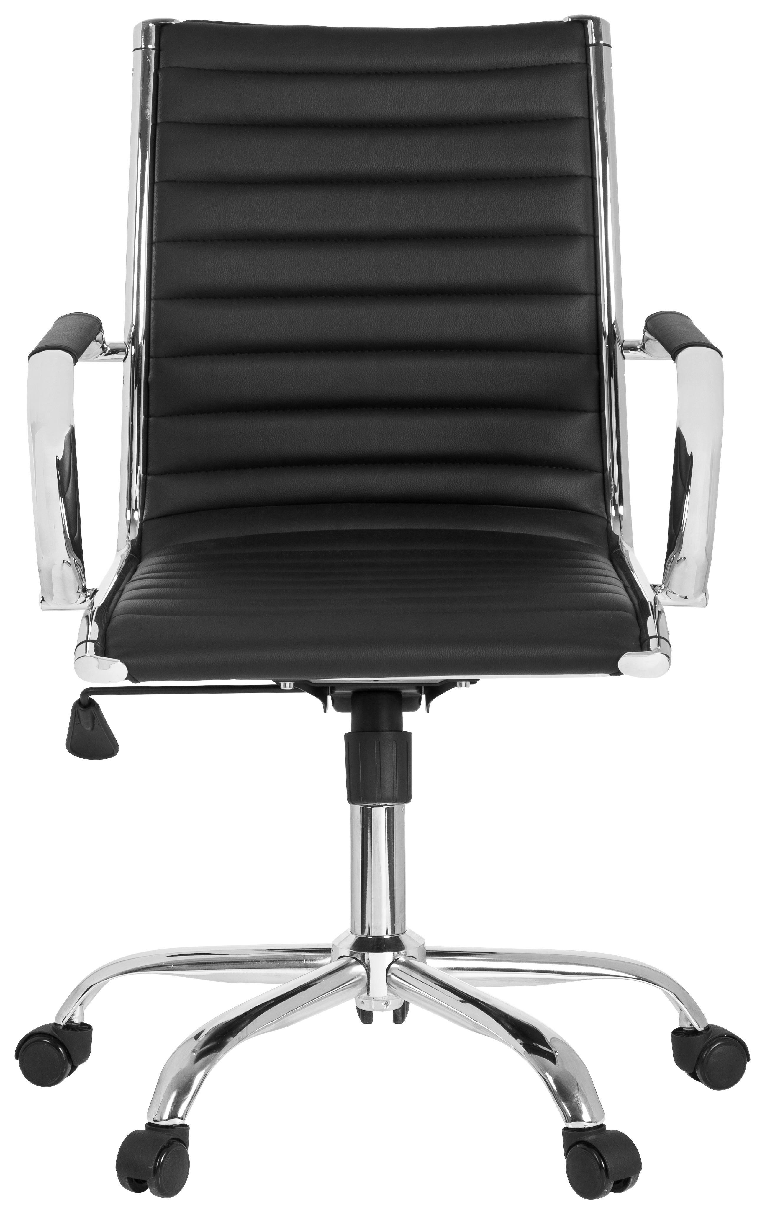 Bürostuhl Vermona Schwarz Bis 110 Kg - Silberfarben/Schwarz, Basics, Kunststoff/Textil (54/102/43cm) - MID.YOU