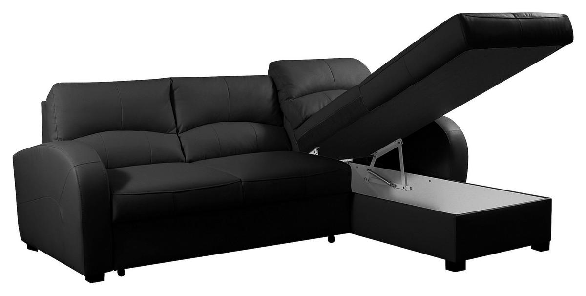 Ecksofa Tilo Schwarz S: 227 cm - Schwarz, Design, Leder/Textil (227/168cm) - Livetastic