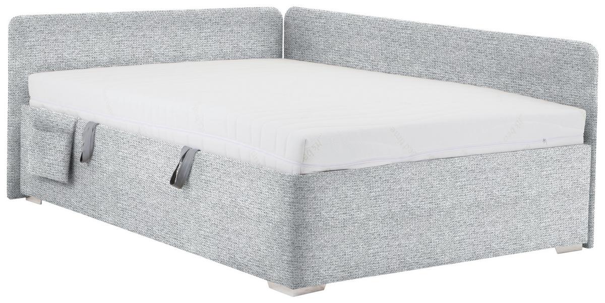 Posteľ Remi s bočnicami 140x200, poťah sivý - sivá/prírodná farba, Konventionell, drevo/textil (140/200cm) - Based