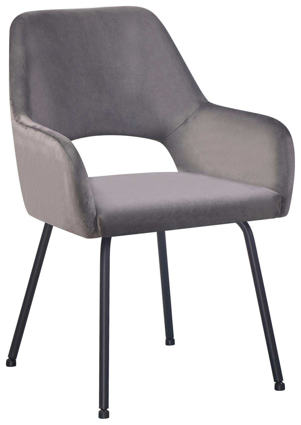 Armlehnstuhl Jonny Cord Grau, B: 58 cm - Schwarz/Grau, KONVENTIONELL, Textil/Metall (58/86/59cm)