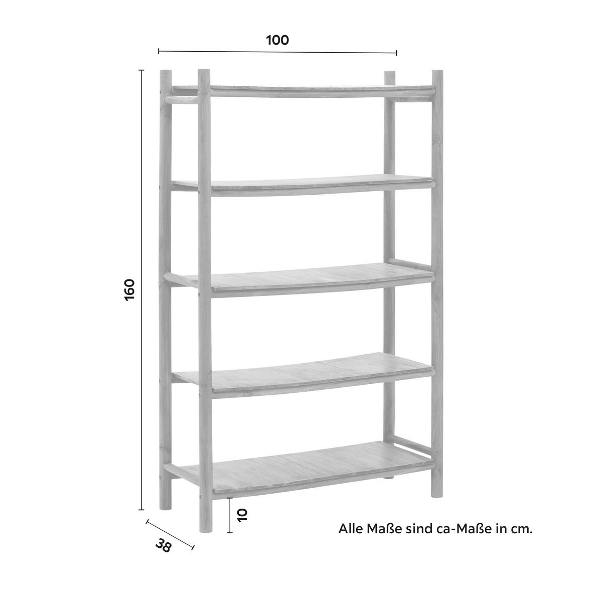 Regál masiv JASMIN - přírodní barvy, Moderní, dřevo (100/160/38cm) - Livetastic