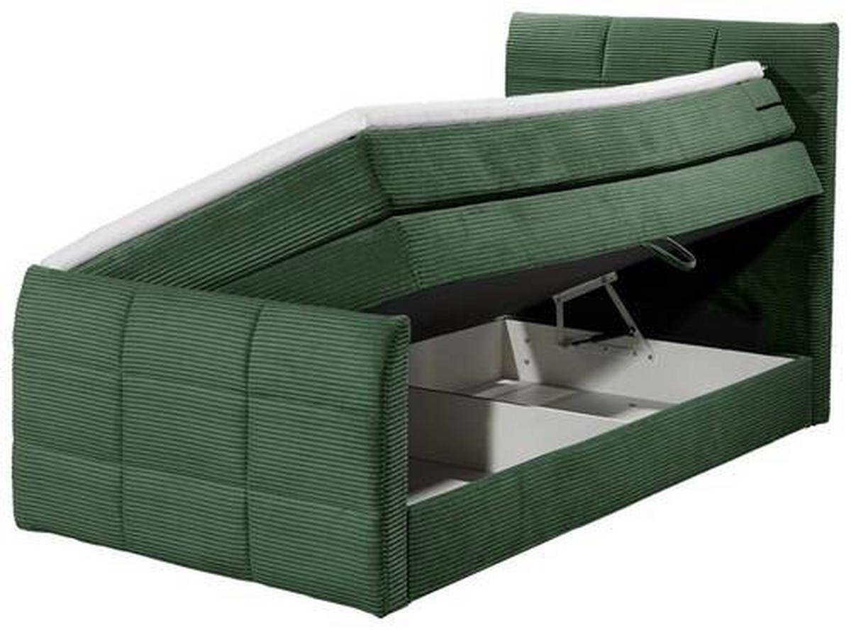 Boxspringbett Mit Topper & Bettkasten 120x200 Bolivia - Schwarz/Olivgrün, MODERN, Holzwerkstoff/Textil (120/200cm) - MID.YOU