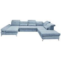 Ecksofa Melfi Blau U: 168 Cm - Blau/Silberfarben, MODERN, Textil (168/350/245cm) - MID.YOU