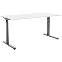 Schreibtisch Gw-Profi Grau höhenverstellbar B: 160 cm - Hellgrau/Schwarz, MODERN, Holzwerkstoff/Metall (160/70-80/80cm) - Novel