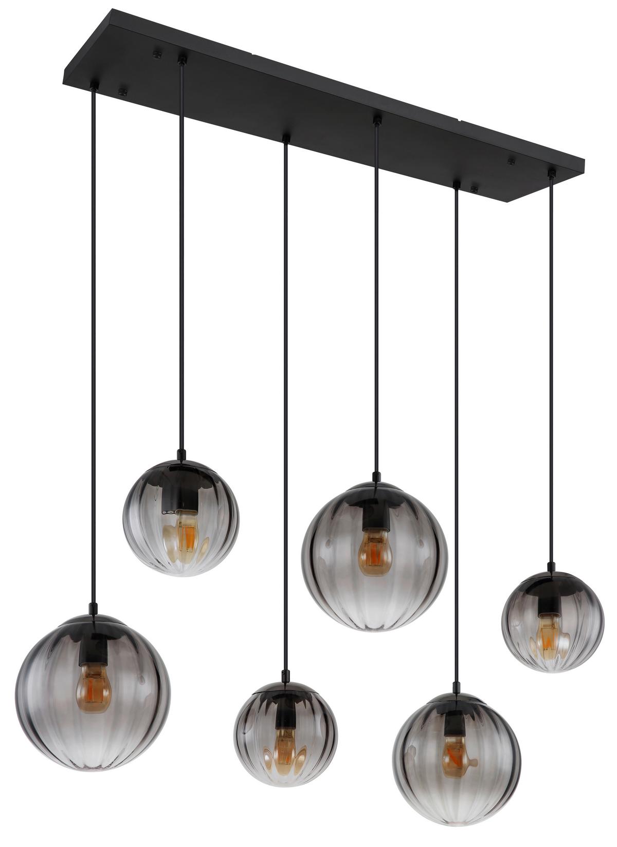 Függőlámpa 15216-6 - fekete/átlátszó, Design, műanyag/Üveg (93/41/120cm) - Globo