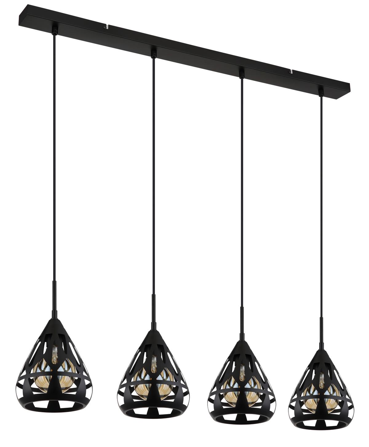 Hängeleuchte 15889-4h - Schwarz, Basics, Kunststoff/Metall (92/17/120cm) - Globo