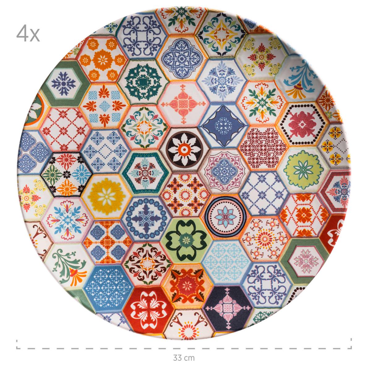 Tellerset Amarante Steinzeug 4-Tlg. D: 33 Cm - Multicolor, Basics, Keramik - Mäser