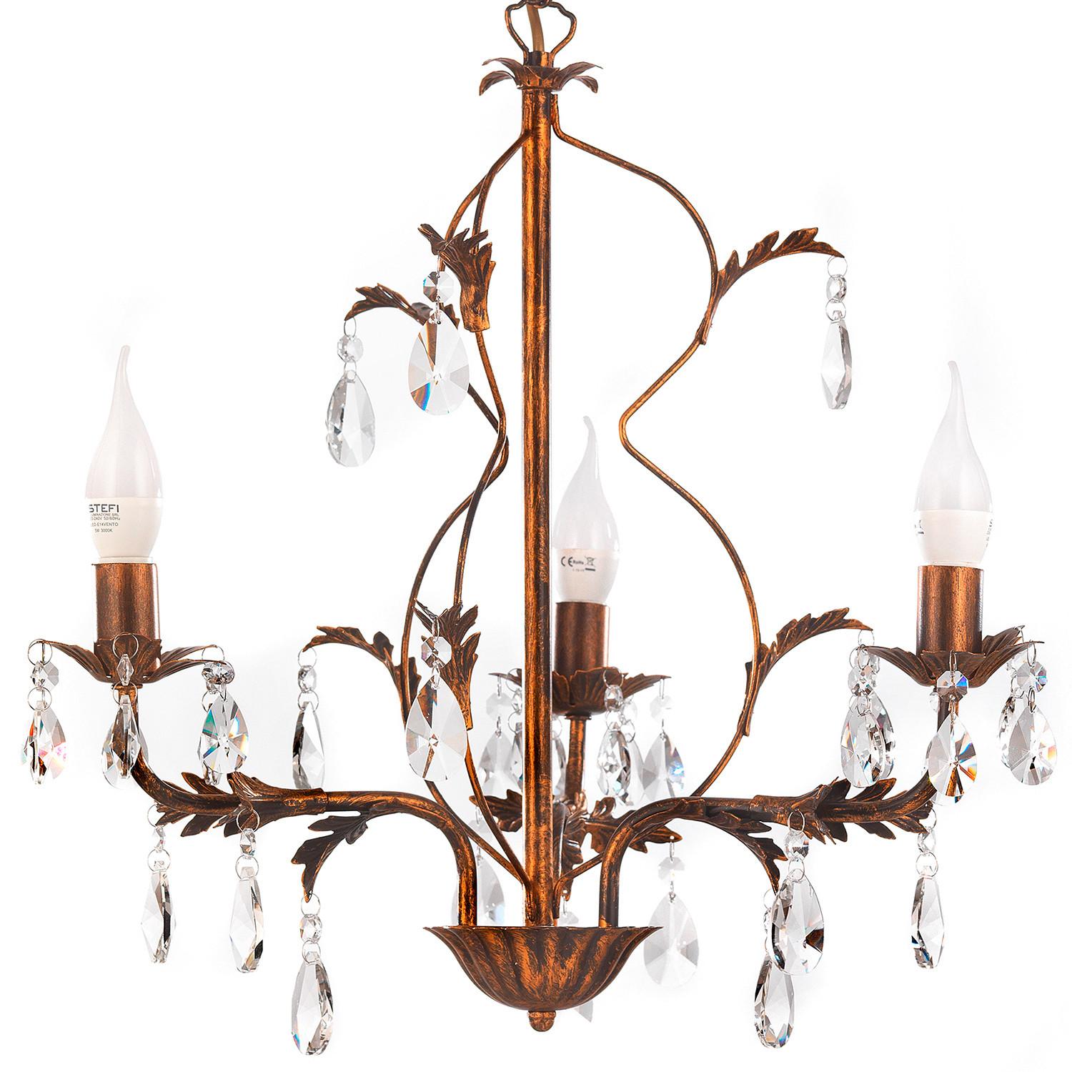 Kristall-Hängeleuchte 4670/3 Teresa - Bronzefarben, KONVENTIONELL, Glas/Metall (40/100cm)