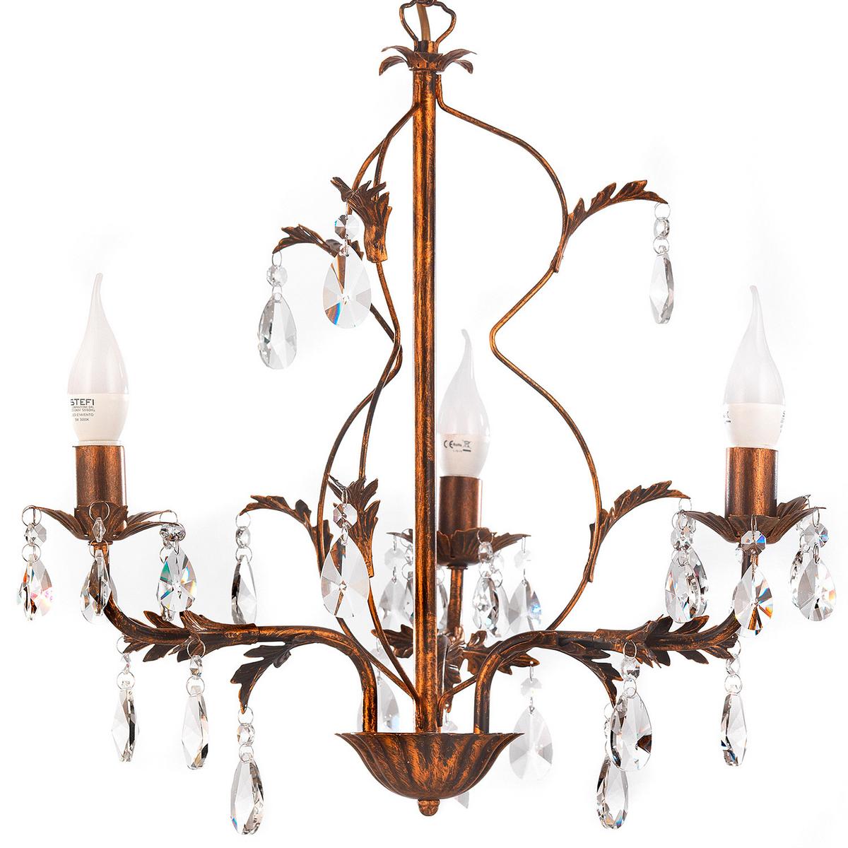 Kristall-Hängeleuchte 4670/3 Teresa - Bronzefarben, KONVENTIONELL, Glas/Metall (40/100cm)