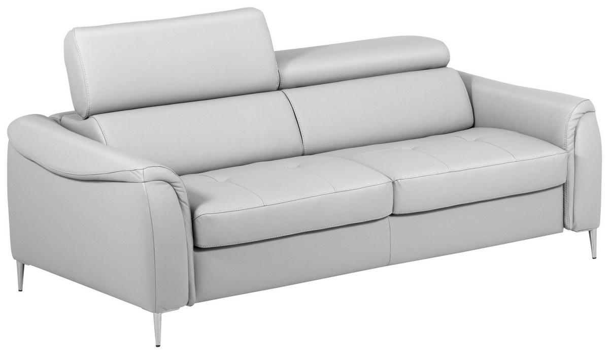 Schlafsofa Pafos Platinfarbe Lederlook, Rindsleder B: 203cm - Platinfarben, Design, Leder/Textil (203/77-98/103cm) - MID.YOU