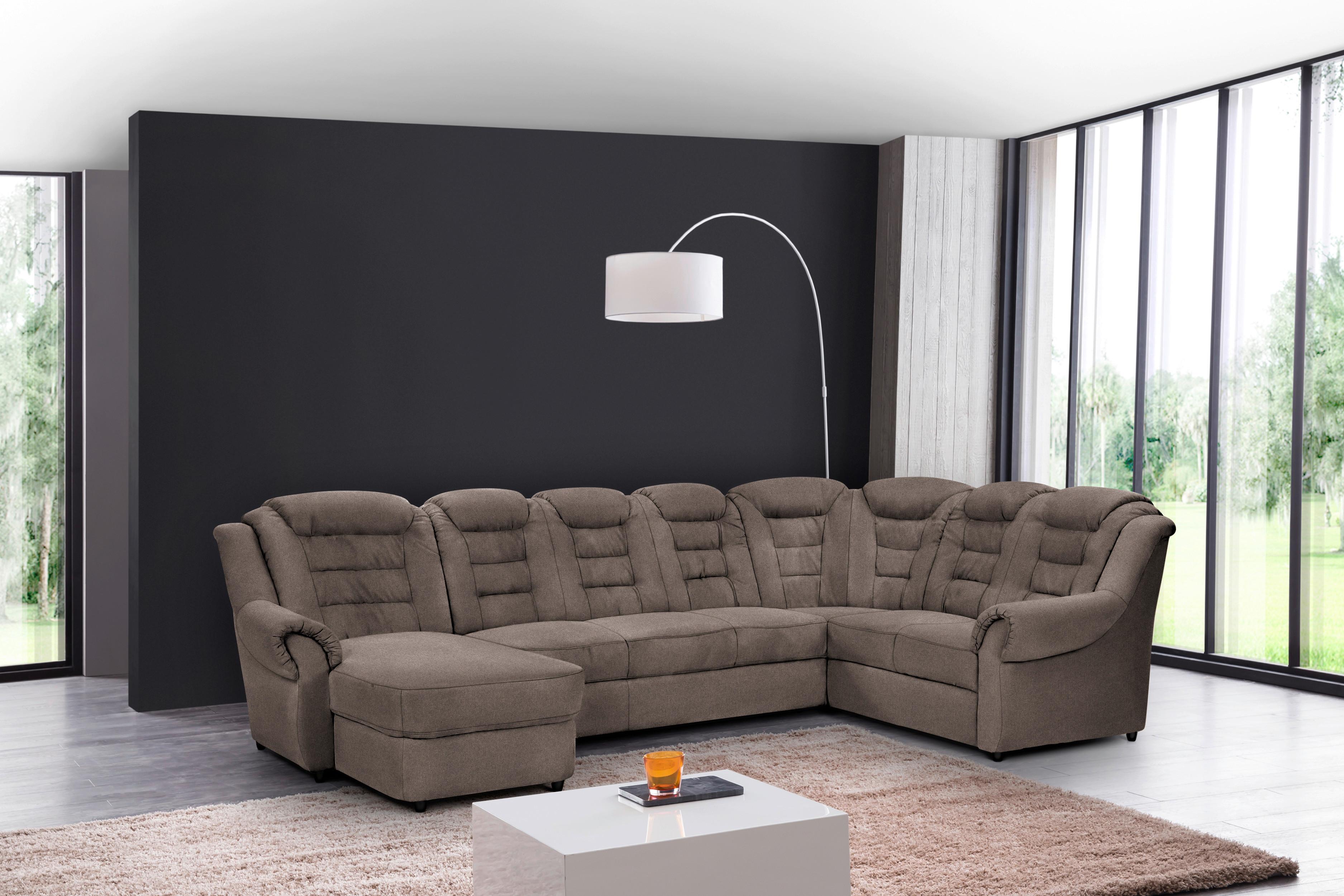 Wohnlandschaft Boston Taupe Chenille - Taupe/Schwarz, KONVENTIONELL, Textil (165/333/216cm) - Livetastic