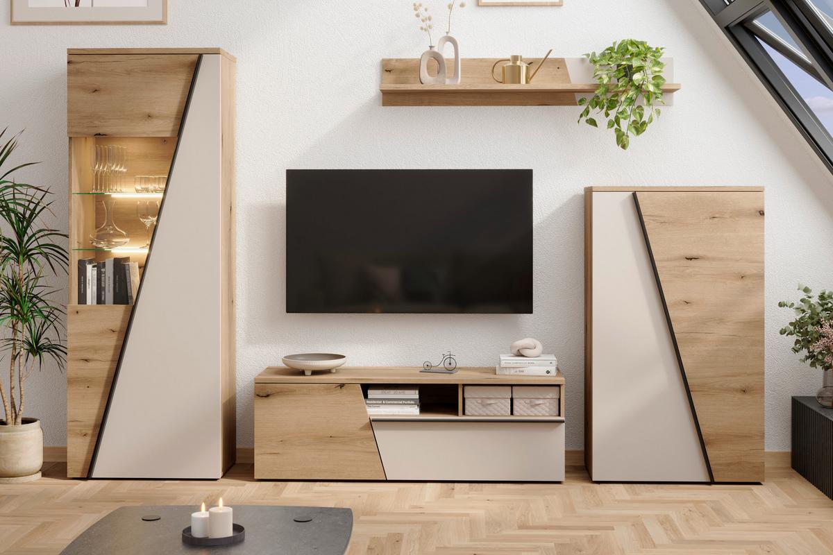 Wandboard Venedig NEW Kaschmir/Eichefarben B: 140 cm - Kaschmir/Eichefarben, MODERN, Holzwerkstoff (140/23/22cm)