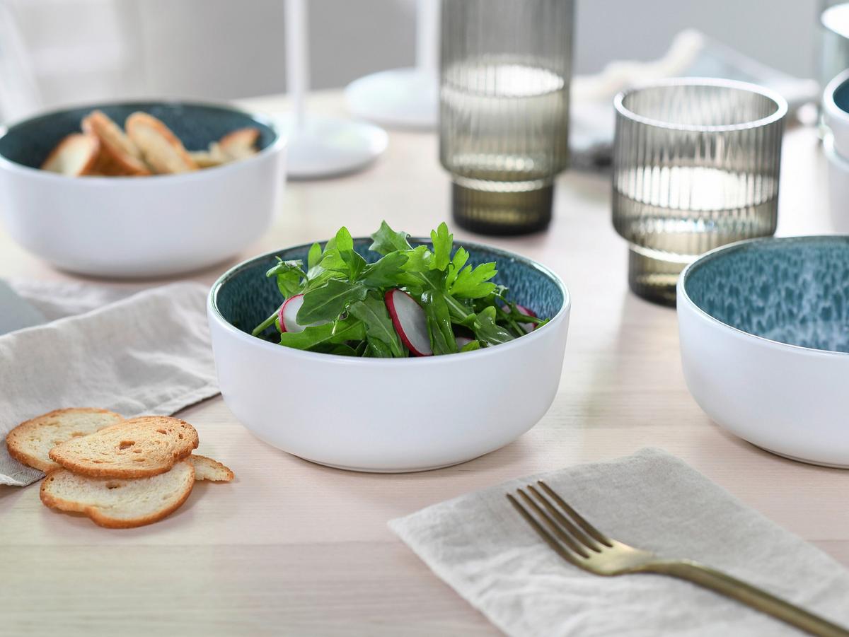 Kombiservice Nordic Fjord Weiß/Hellblau, 16-teilig - Weiß/Hellblau, Basics, Keramik - Creatable