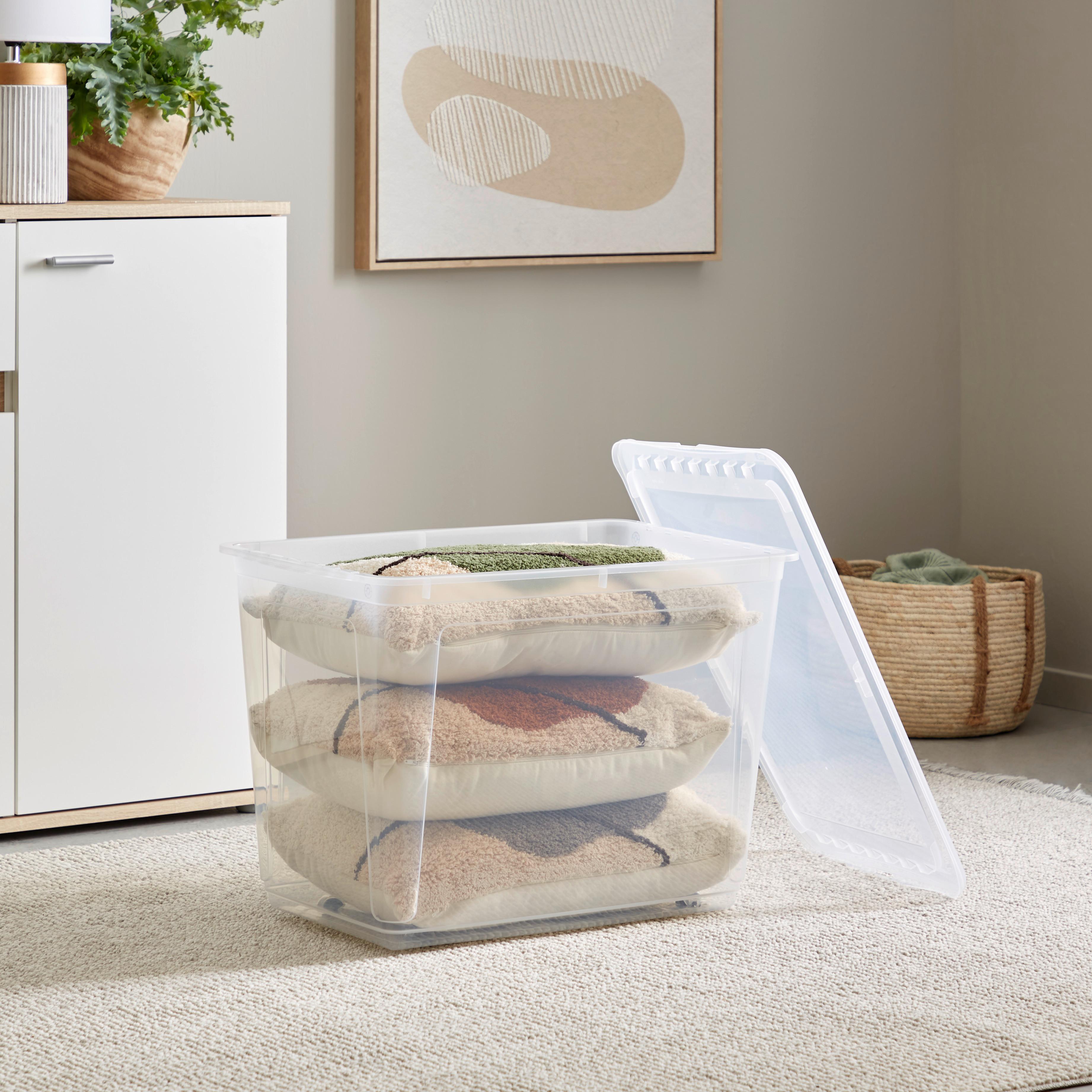 Aufbewahrungsbox mit Deckel 43 L - Transparent, Basics, Kunststoff (59/39/27cm) - Homezone