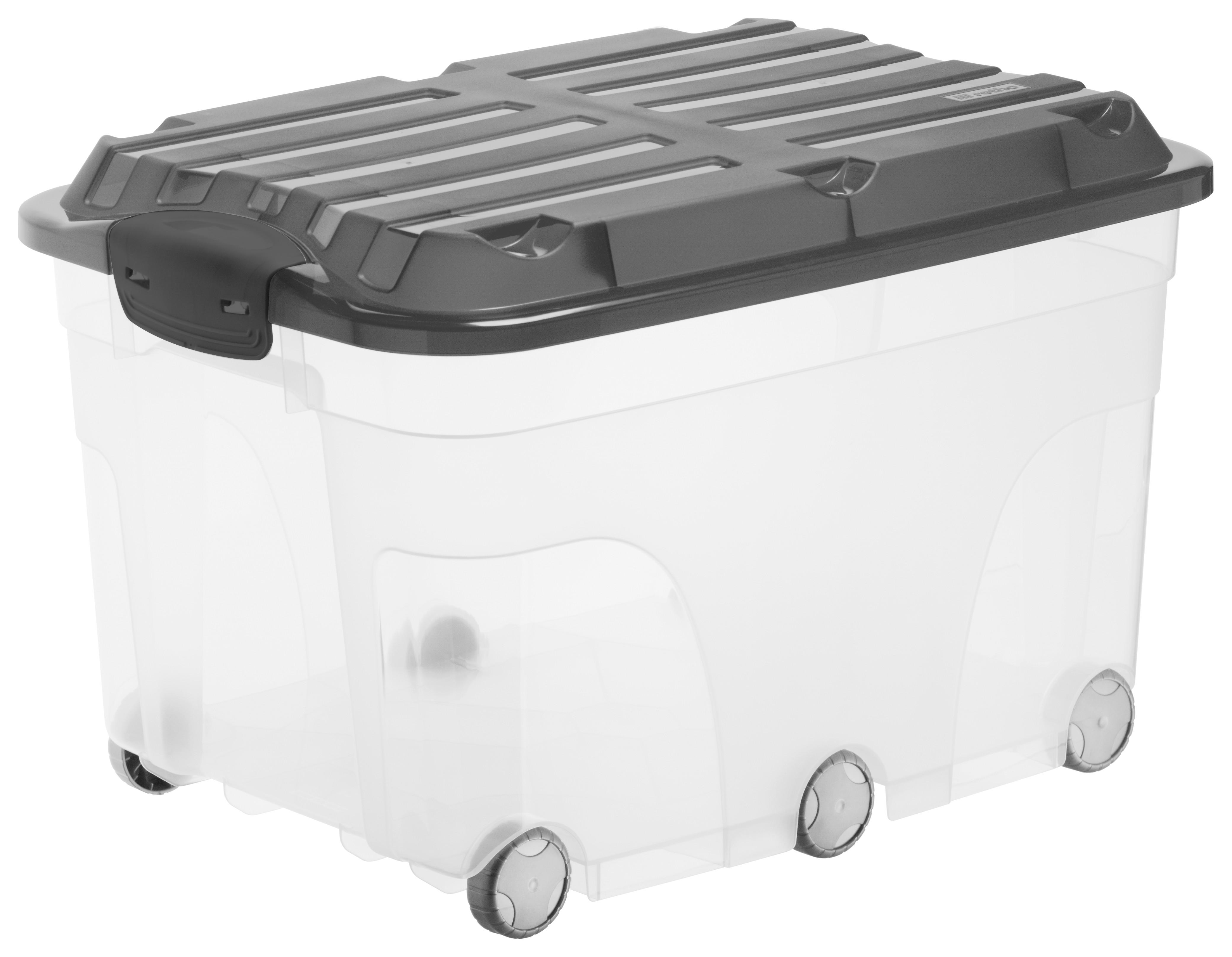 Box Mit Deckel Anthrazit Transparent B: 40 Cm - Transparent/Anthrazit, Basics, Kunststoff (59,5/40/37cm) - Rotho