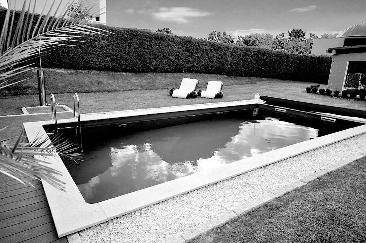 Styroporpool Rechteckig Kwad mit Leiter + Skimmer L: 600 cm - Weiß, MODERN, Kunststoff (600/300/150cm)