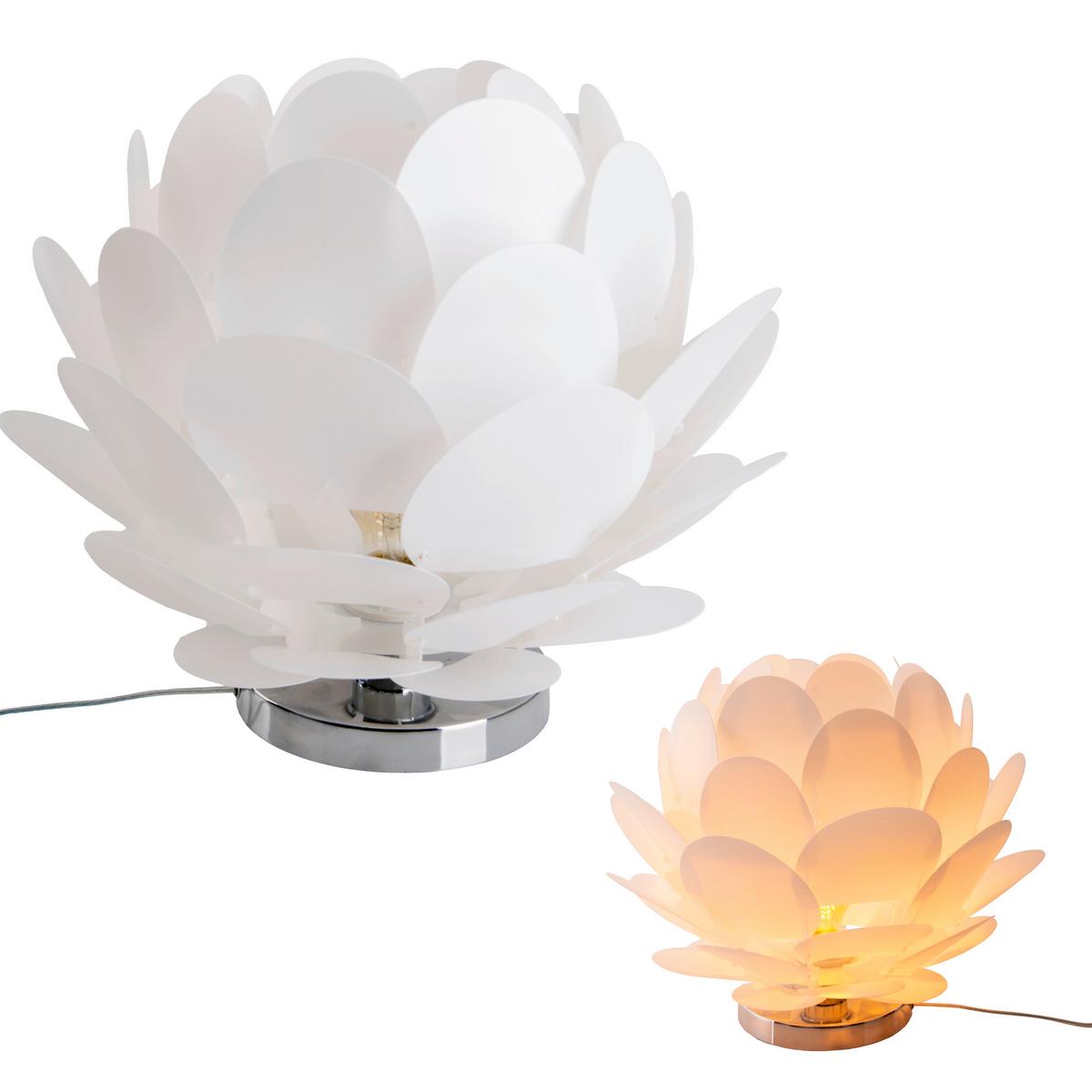 Tischlampe Fora Weiß 3187023 "fora" - Silberfarben/Weiß, LIFESTYLE, Kunststoff/Metall (41/31cm) - Näve