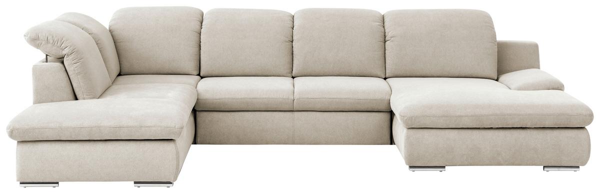Wohnlandschaft Isona Creme Chenille - Chromfarben/Creme, Design, Textil (212/353/165cm) - Livetastic
