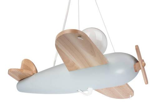 Kinderhängeleuchte Flugzeug H: 75 cm 1-Flammig - Naturfarben/Grau, Basics, Holz (42/41/75cm)