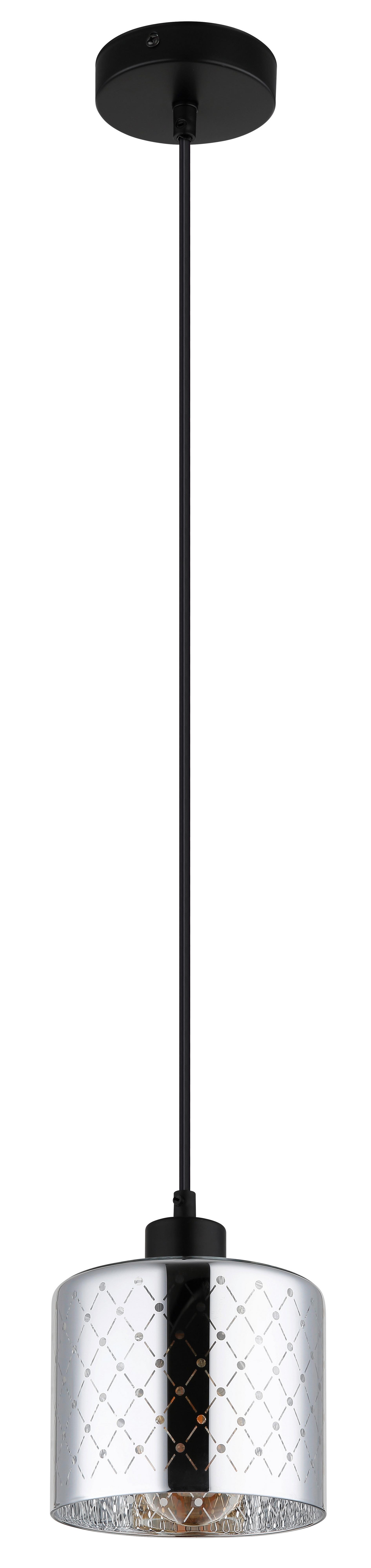 HÄNGELEUCHTE Exkl. 1xE27 40W - Klar/Chromfarben, Basics, Glas/Kunststoff (15/120cm) - Globo