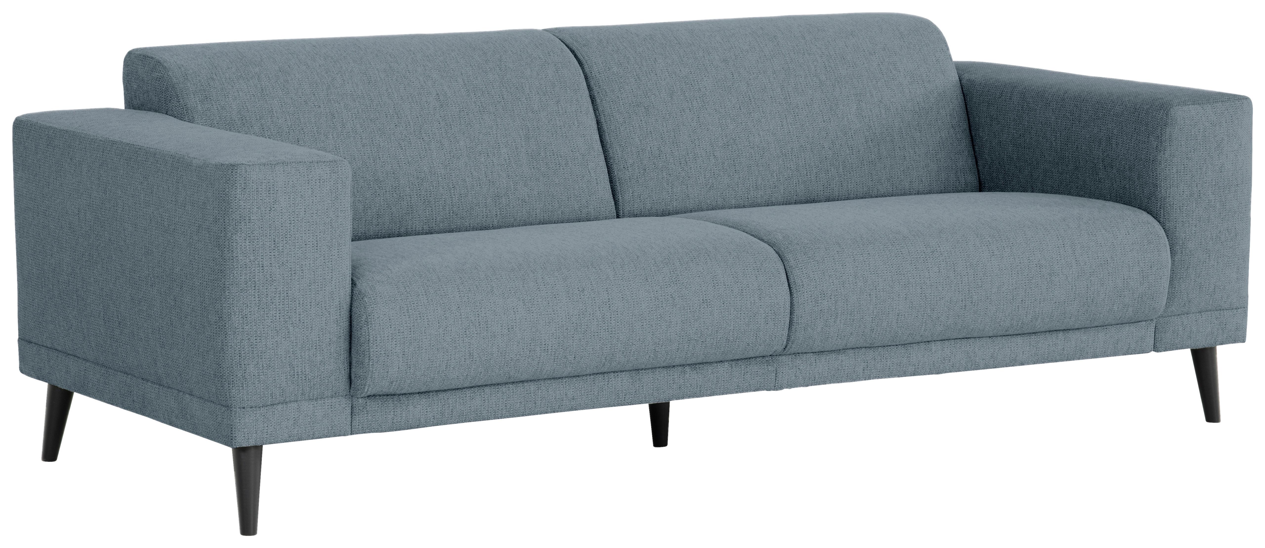 3-Sitzer-Sofa Oslo Blaugrau B: 218 cm - Blaugrau/Schwarz, Design, Textil (218/77/93cm) - MID.YOU