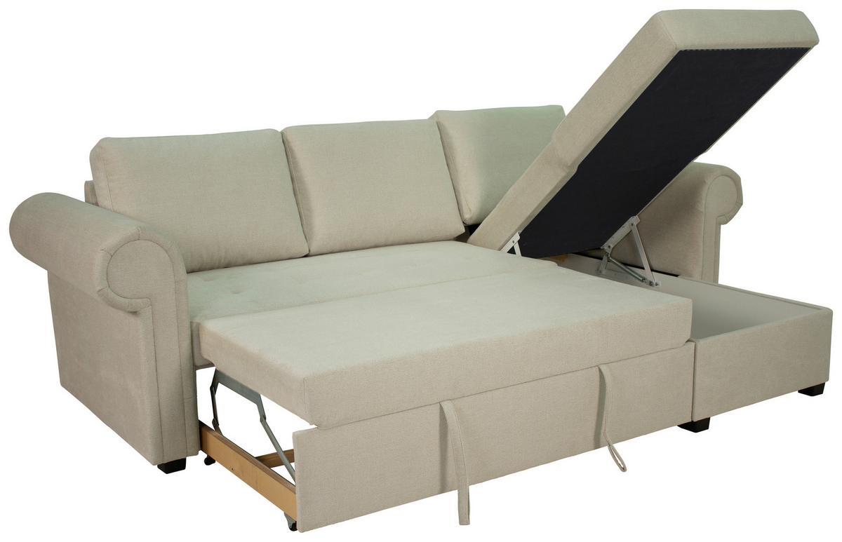 Ecksofa Oslo Creme B: 260 cm - Creme, ROMANTIK / LANDHAUS, Textil (260/85/155cm) - James Wood