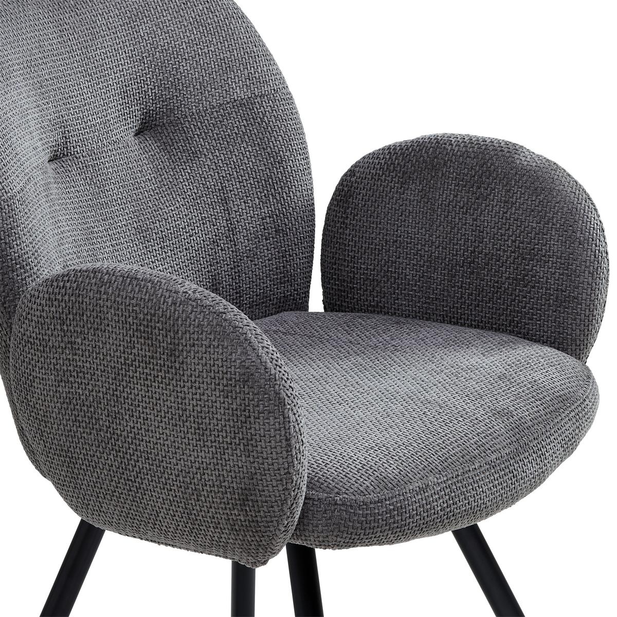 Armlehnstuhl Niklas Grau/schwarz Gepolstert - Schwarz/Grau, LIFESTYLE, Holz/Textil (60/87/65cm) - Livetastic