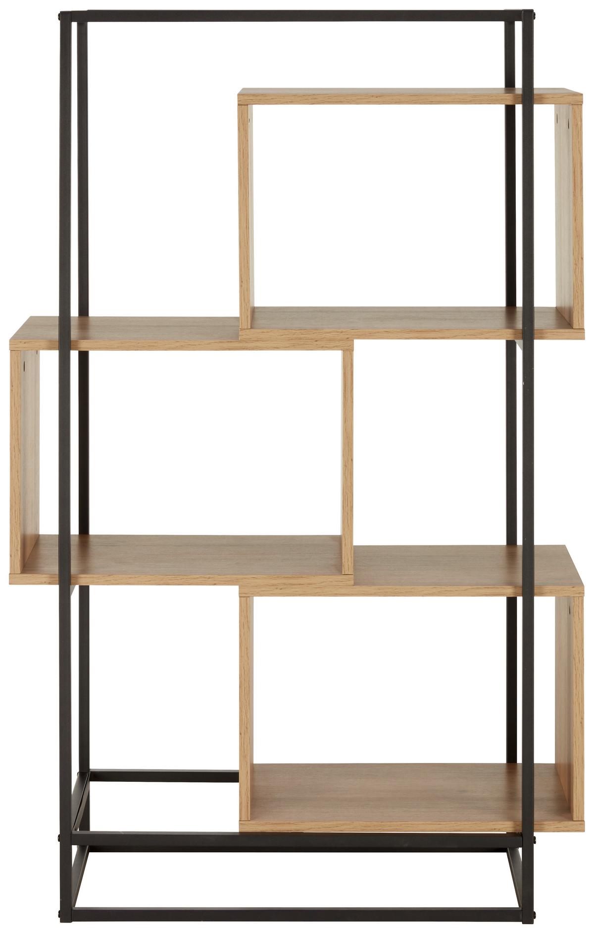 REGÁL ADRIAN -EXKLUSIV- - černá/přírodní barvy, Moderní, kov/kompozitní dřevo (80/126/33cm) - Mömax