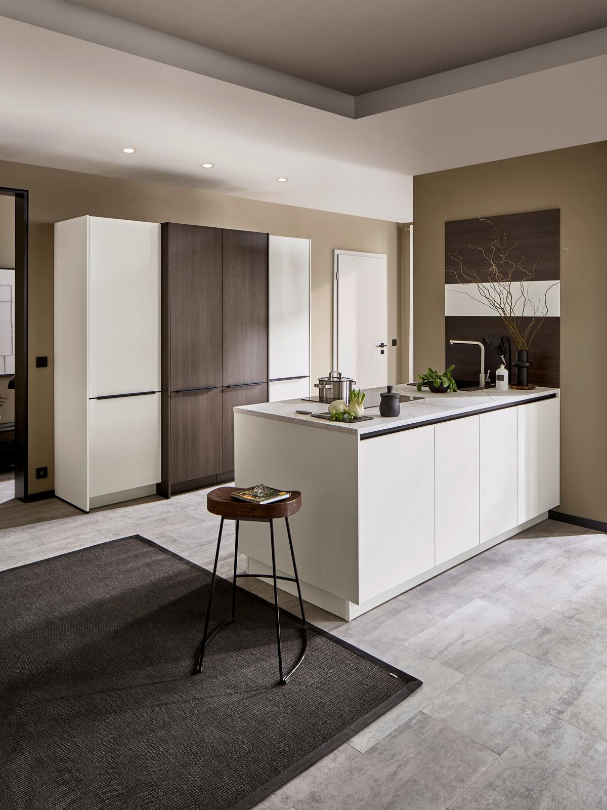 Einbauküche Ip 3150 - Nussbaumfarben/Weiß, MODERN, Holzwerkstoff (226,4cm) - Impuls