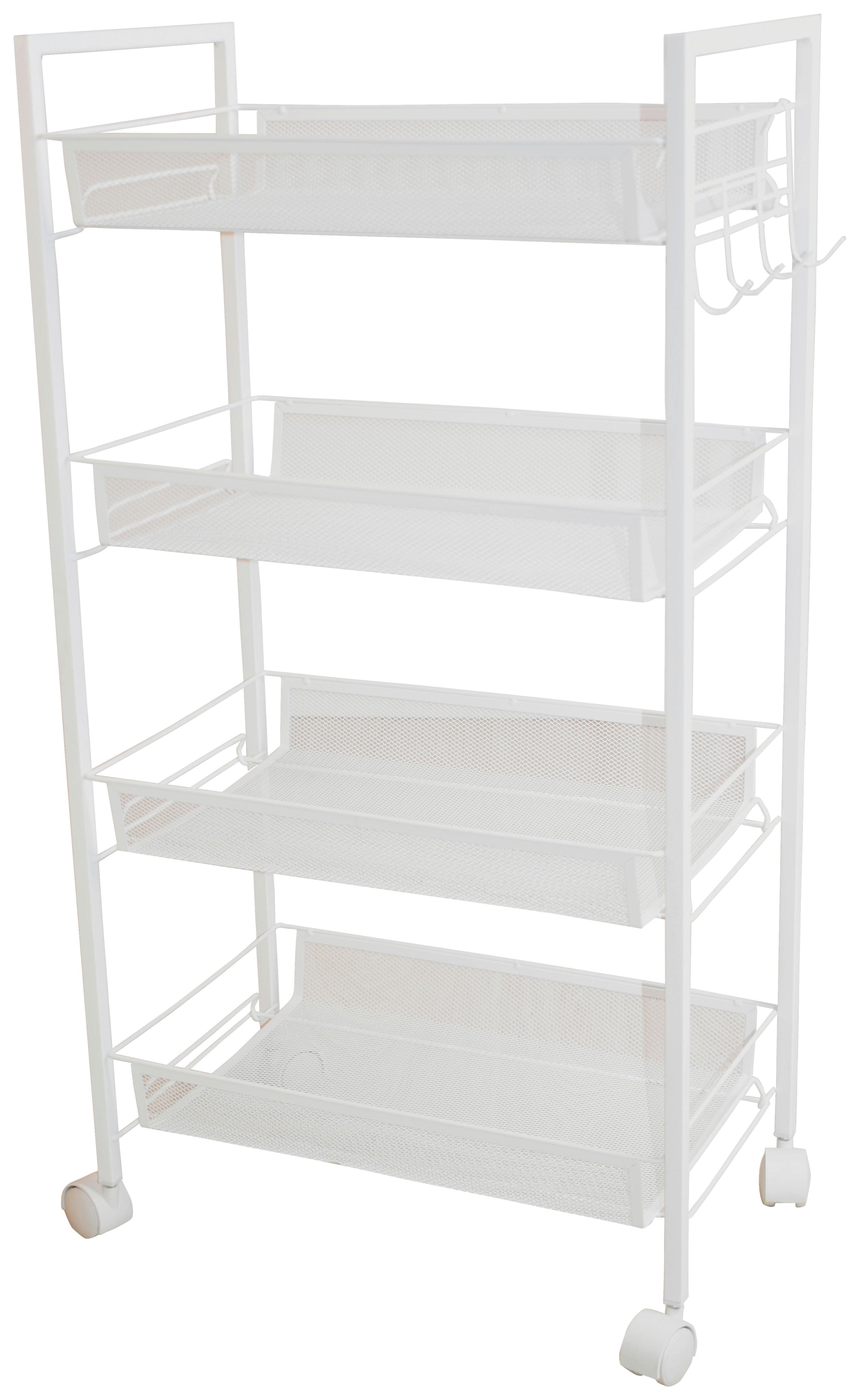 Allzweckwagen Silvia 3 Ablage- Körbe Metall Weiß B: 45 cm - Weiß, MODERN, Kunststoff/Metall (45/84/26cm)