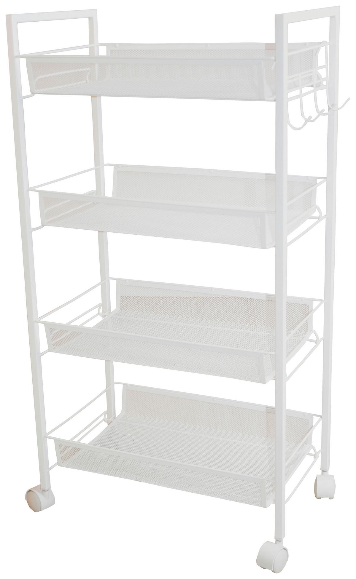Allzweckwagen Silvia 3 Ablage- Körbe Metall Weiß B: 45 cm - Weiß, MODERN, Kunststoff/Metall (45/84/26cm)