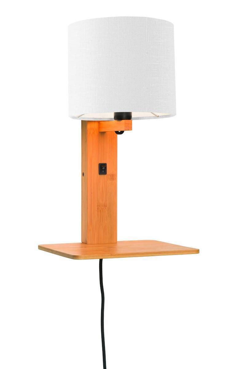 Wandleuchte Andes/W1/N/1815/W - Naturfarben/Weiß, Trend, Holz/Textil (19/24/36cm) - Good & Mojo