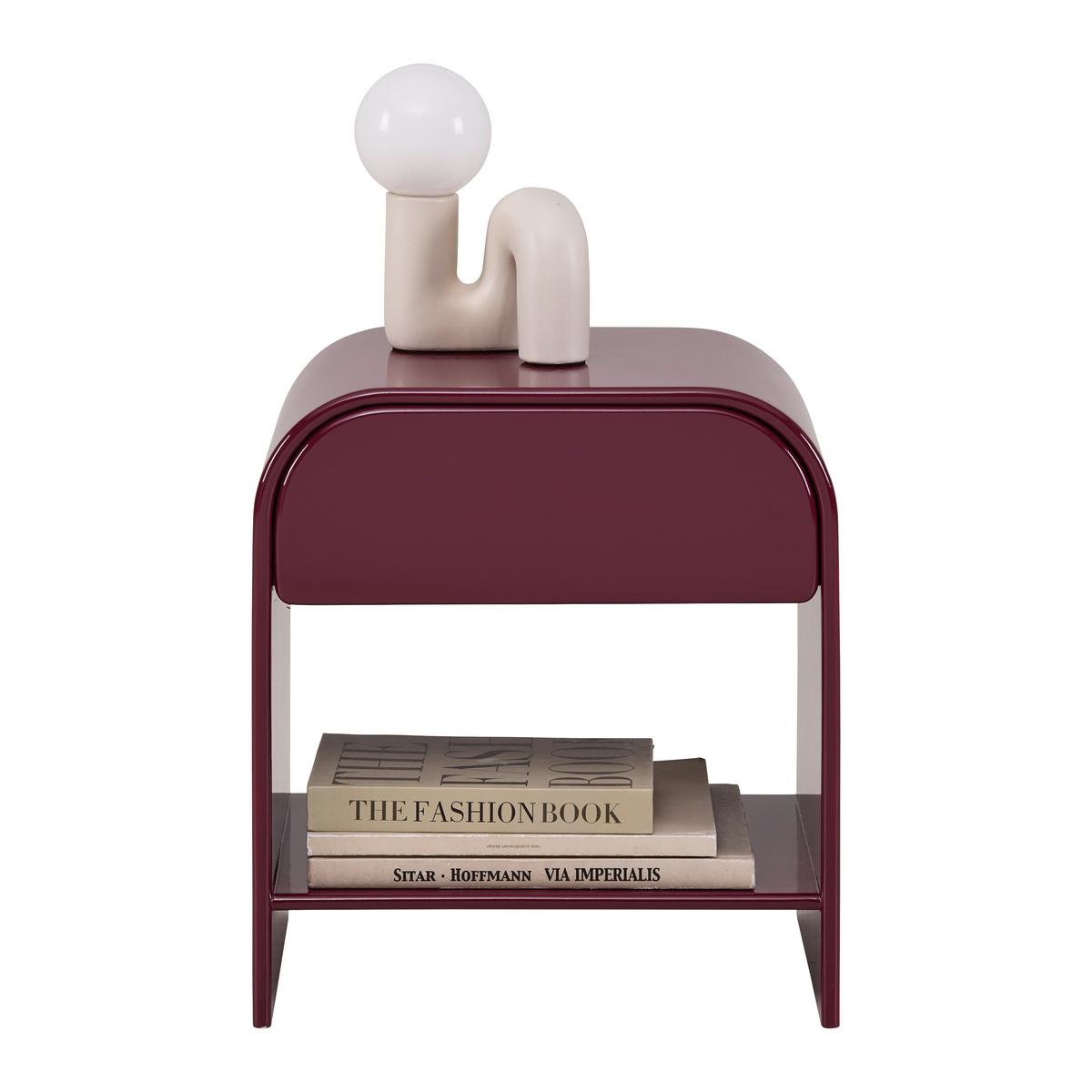 Nočný stolík RUBY vínovočervená, lakovaná - vínovočervená, Modern, kompozitné drevo (40/45/30cm) - Mömax