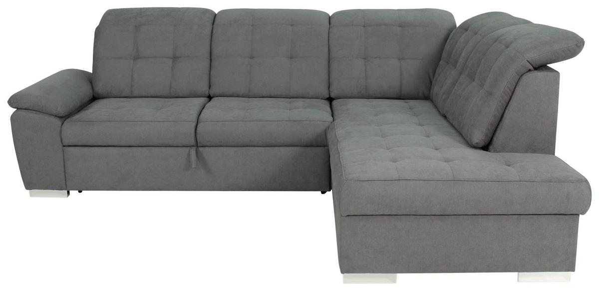 Sedačka SPECTRUM, pravá, sivá, úl.priestor a lôžko - sivá/chrómová, Modern, kov/drevo (261/212cm)
