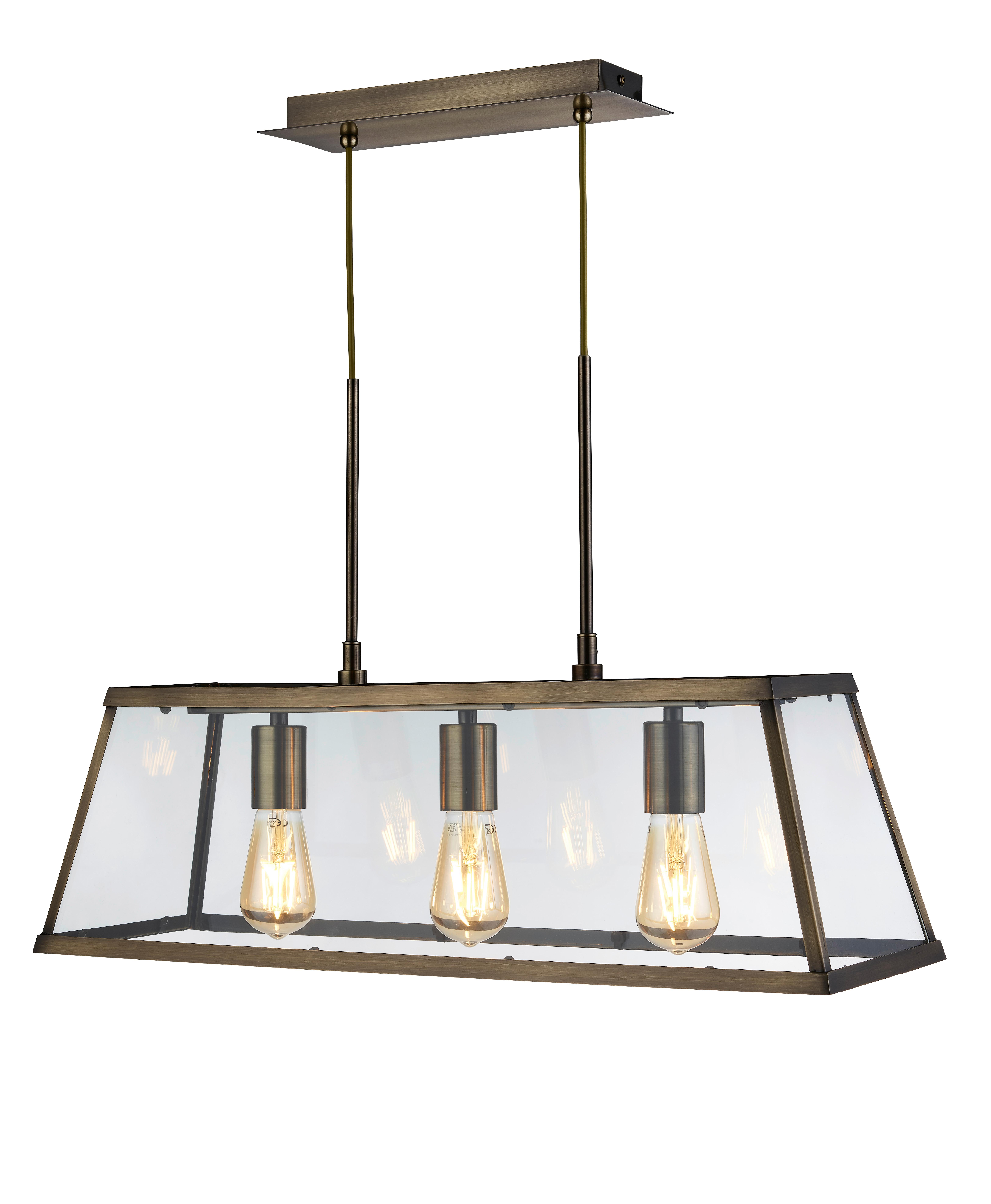 Hängeleuchte Voyager 4613-3ab - Messingfarben, Design, Glas/Metall (65/100/20cm)