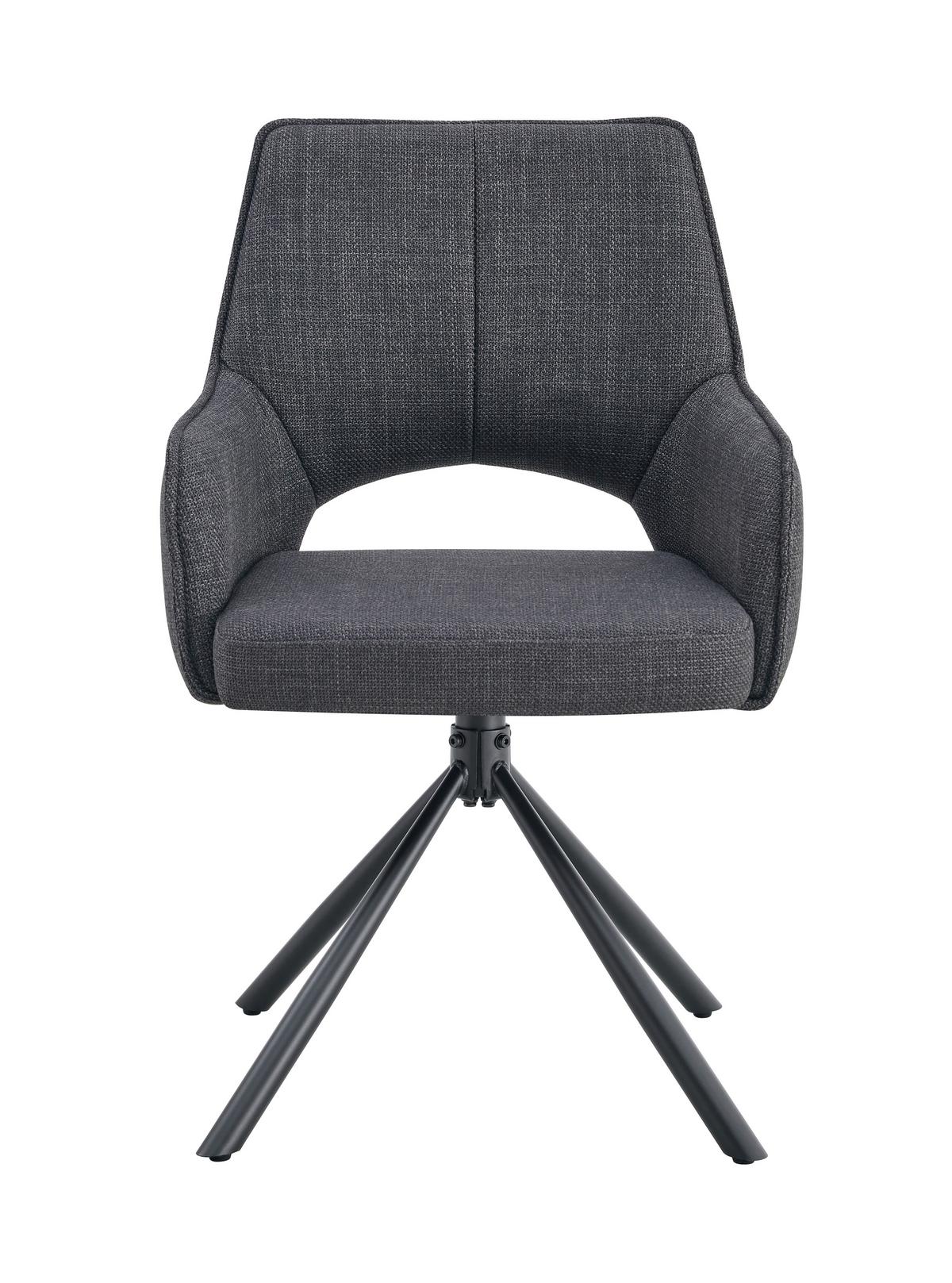 Armlehnstuhl-Set Jana Anthrazit B: 57 cm - Anthrazit, MODERN, Textil/Metall (57/91/64cm) - MID.YOU