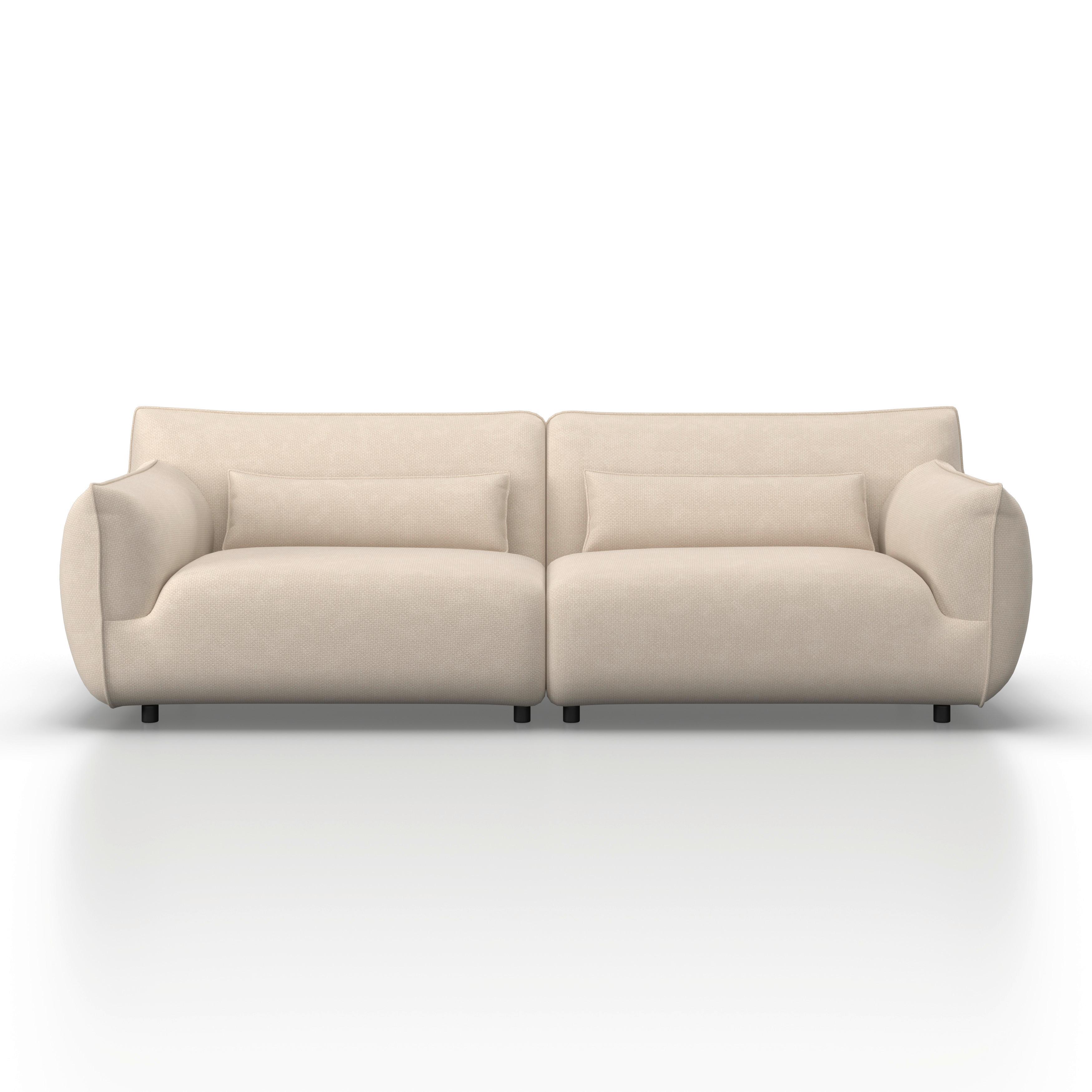 Velká pohovka CLARA, béžová - černá/krémová, Moderní, kov/dřevo (284/86/111cm) - Bessagi Home