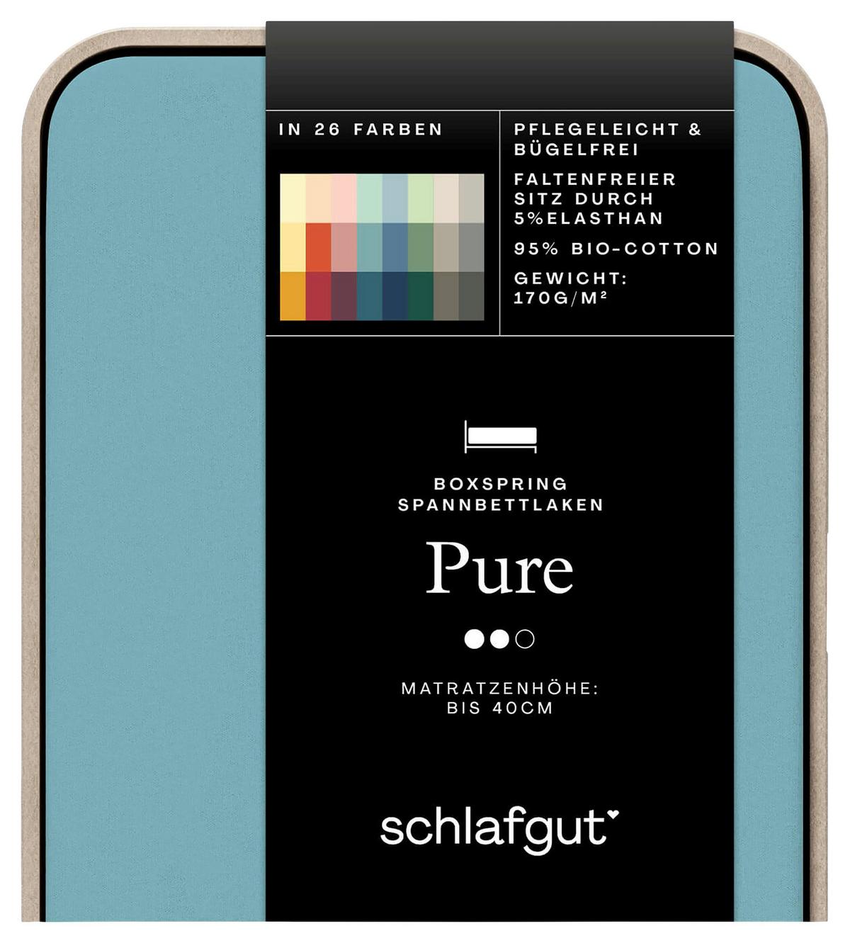 Boxspring-spannleintuch Pure Boxspring - Türkis, Basics, Textil (90-100/190-220cm) - Schlafgut