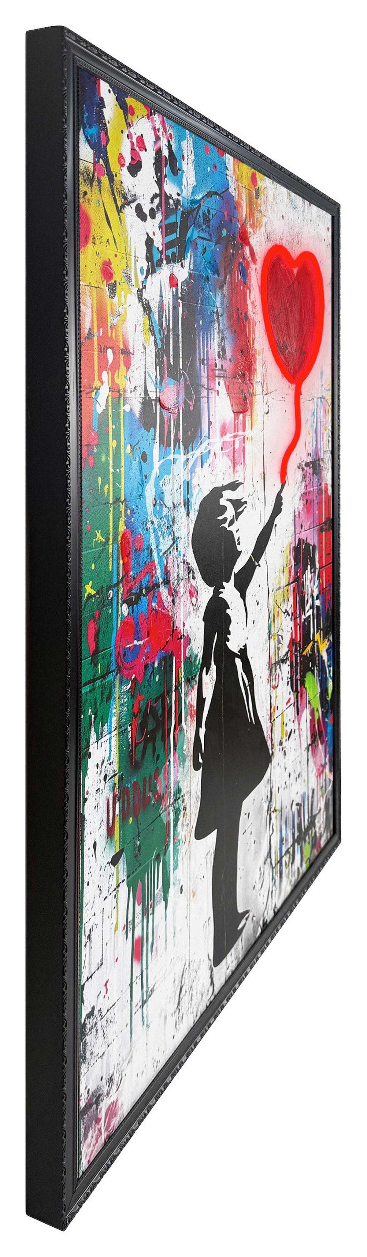 LED-Bild Neon Balloon Girl - Rot/Schwarz, Basics, Holzwerkstoff/Kunststoff (70/100/3,5cm)