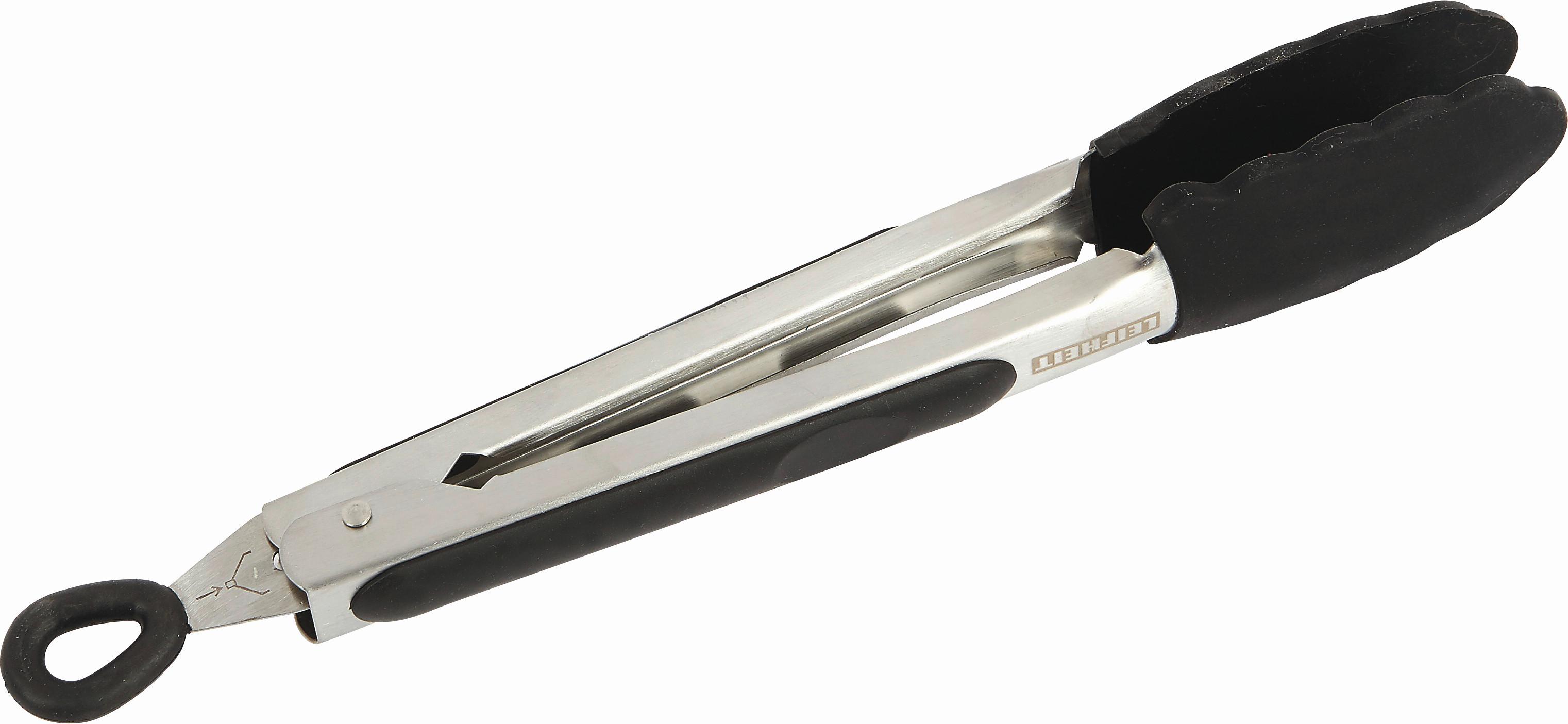 Küchenzange Schnappi L/B/H: ca. 29/4/4 cm - Edelstahlfarben/Schwarz, KONVENTIONELL, Kunststoff/Metall (29/4/4cm) - Leifheit