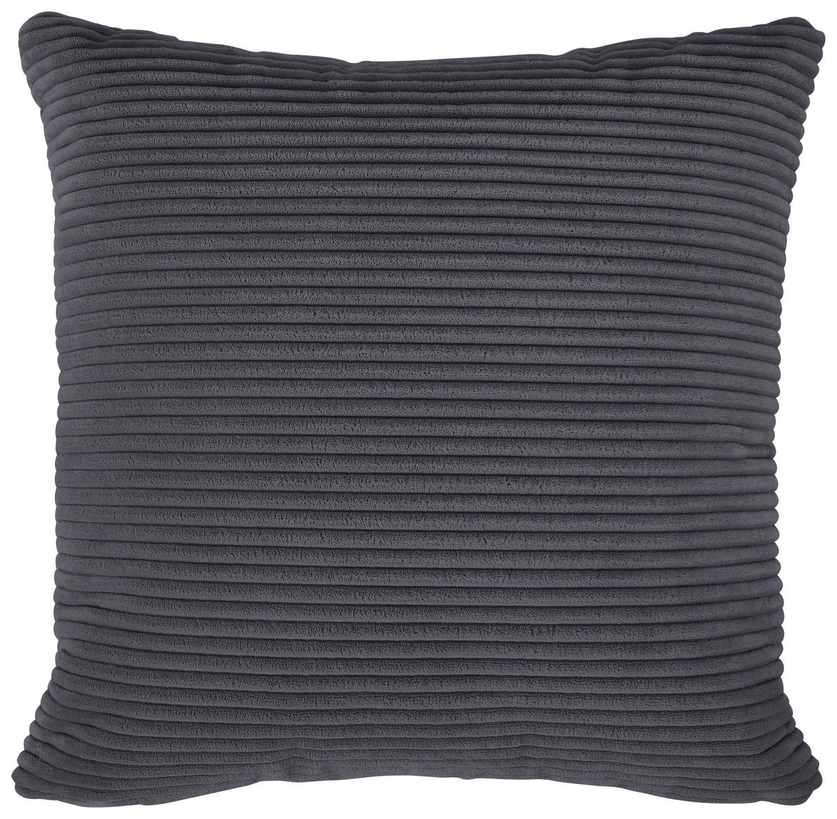 Ecksofa mit Zierkissen Pearl Graphitfarben 303x193 cm - Schwarz/Graphitfarben, Design, Textil (303/196cm) - Livetastic