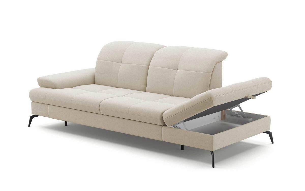 Récamiere Amica E, Creme B: 231 Cm - Creme/Schwarz, KONVENTIONELL, Textil (231/90/122cm) - Sit & More