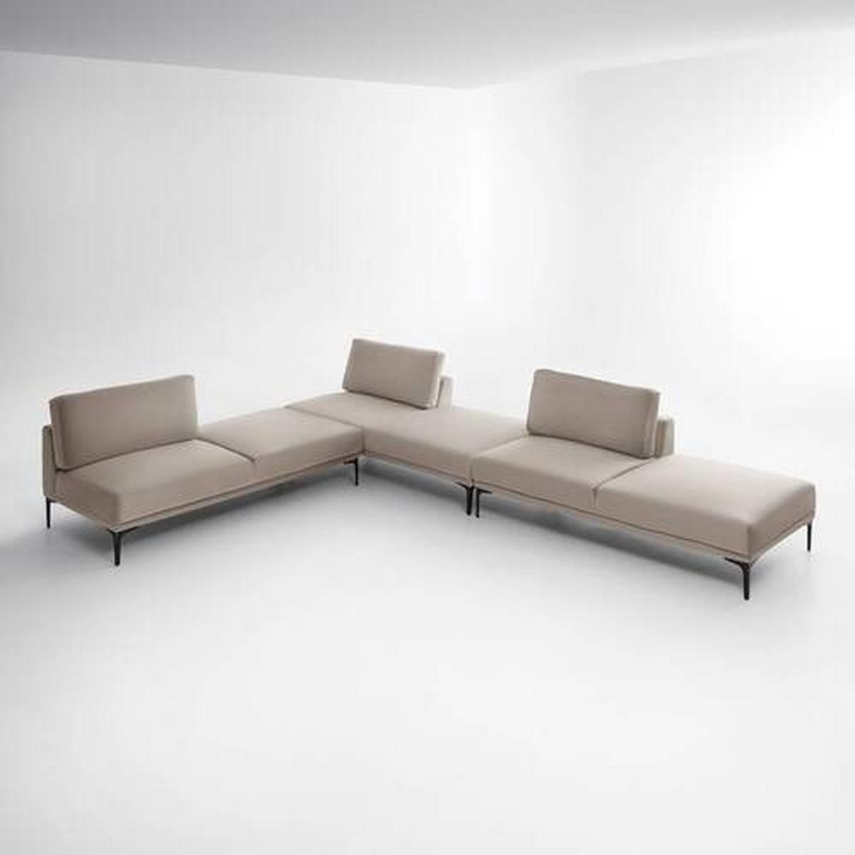 Lenoška TESSA béžová - černá/béžová, Moderní, kov/textil (180,5/82,5/88,5cm) - Bessagi Home