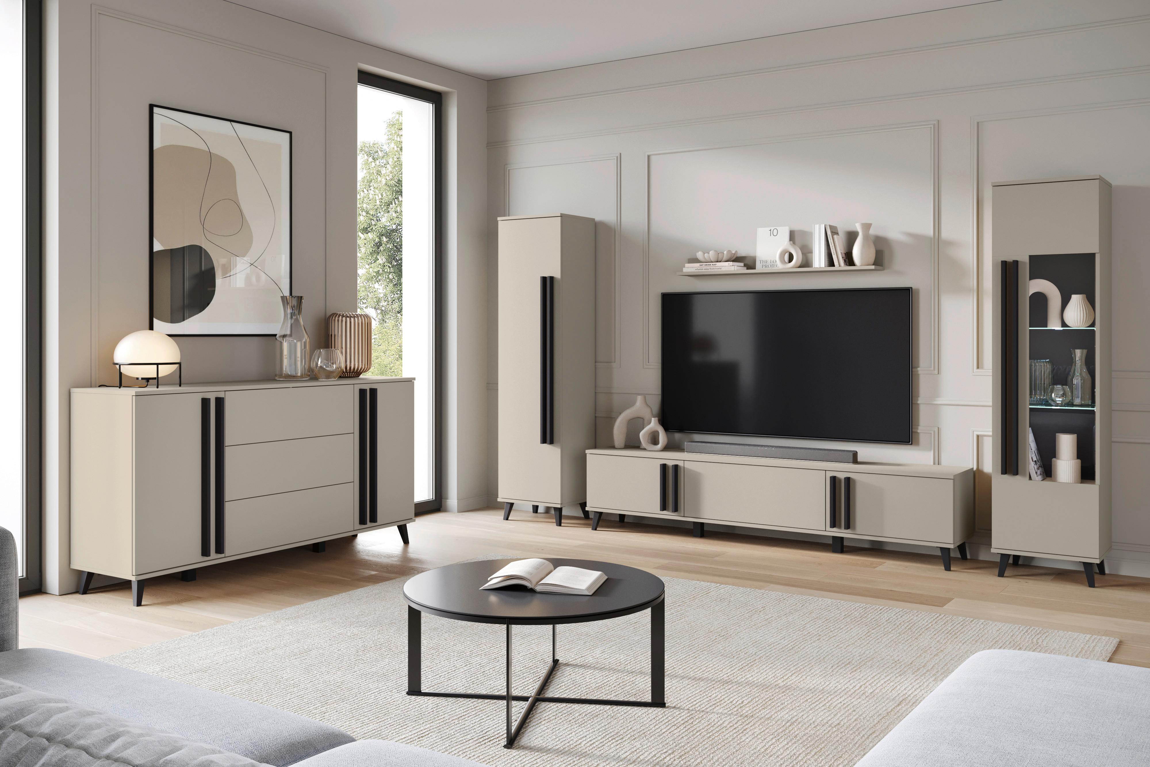 Sideboard Helsinki 150 Beige/Congo B: 150 cm - Beige/Schwarz, Trend, Holzwerkstoff (150/77,8/39,5cm)