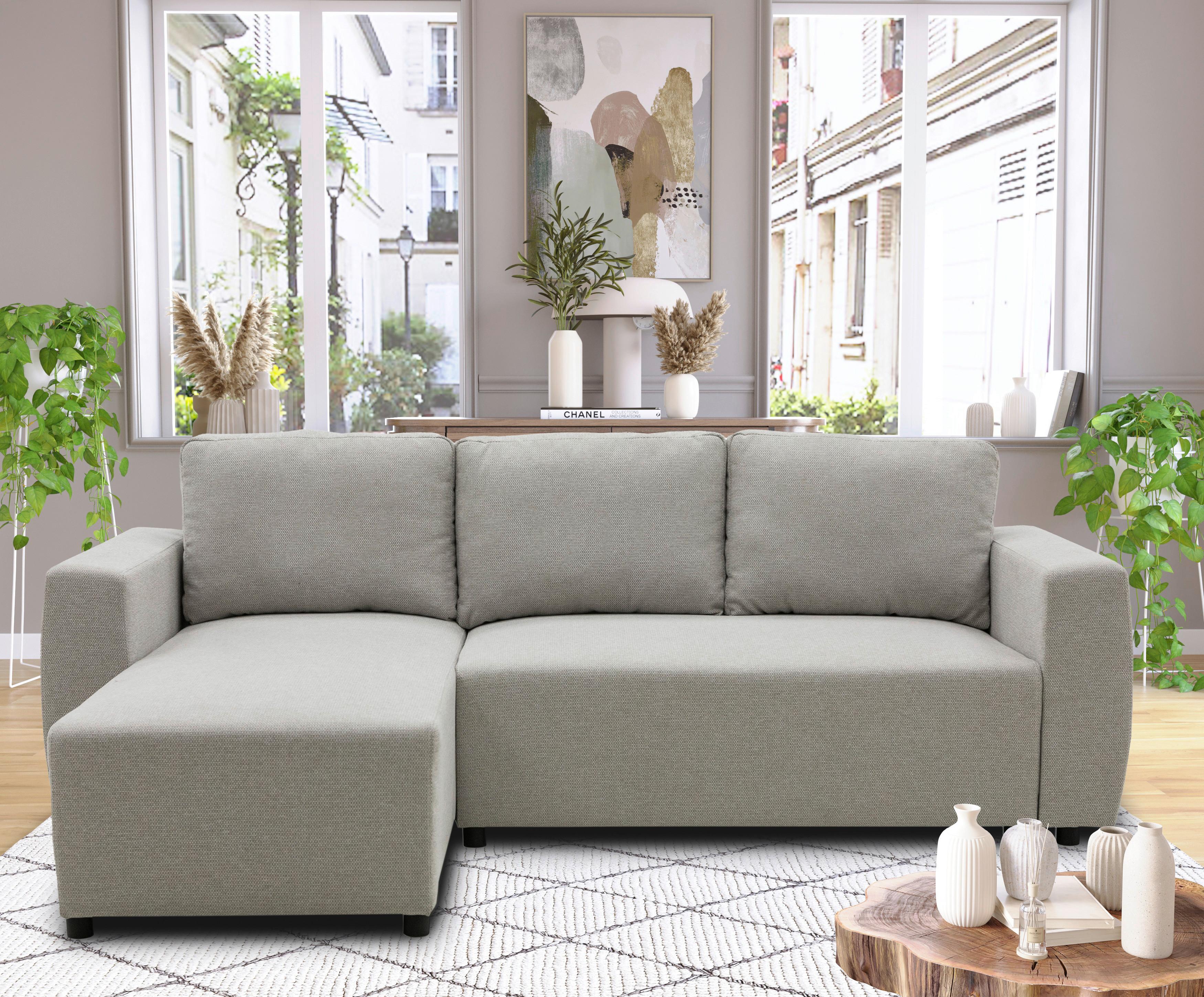 Ecksofa Pharell - Beige/Schwarz, Basics, Textil (155/230cm) - Livetastic
