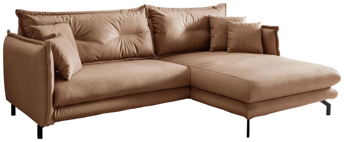 Ecksofa Lava Taupe S: 255x180cm - Taupe/Schwarz, MODERN, Textil (255/180cm) - Livetastic