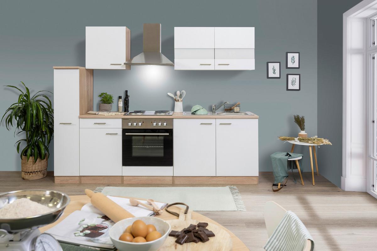 Küchenblock Merle Küchenblock 240 Cm - Eichefarben/Weiß, Basics, Holzwerkstoff (240cm) - Respekta