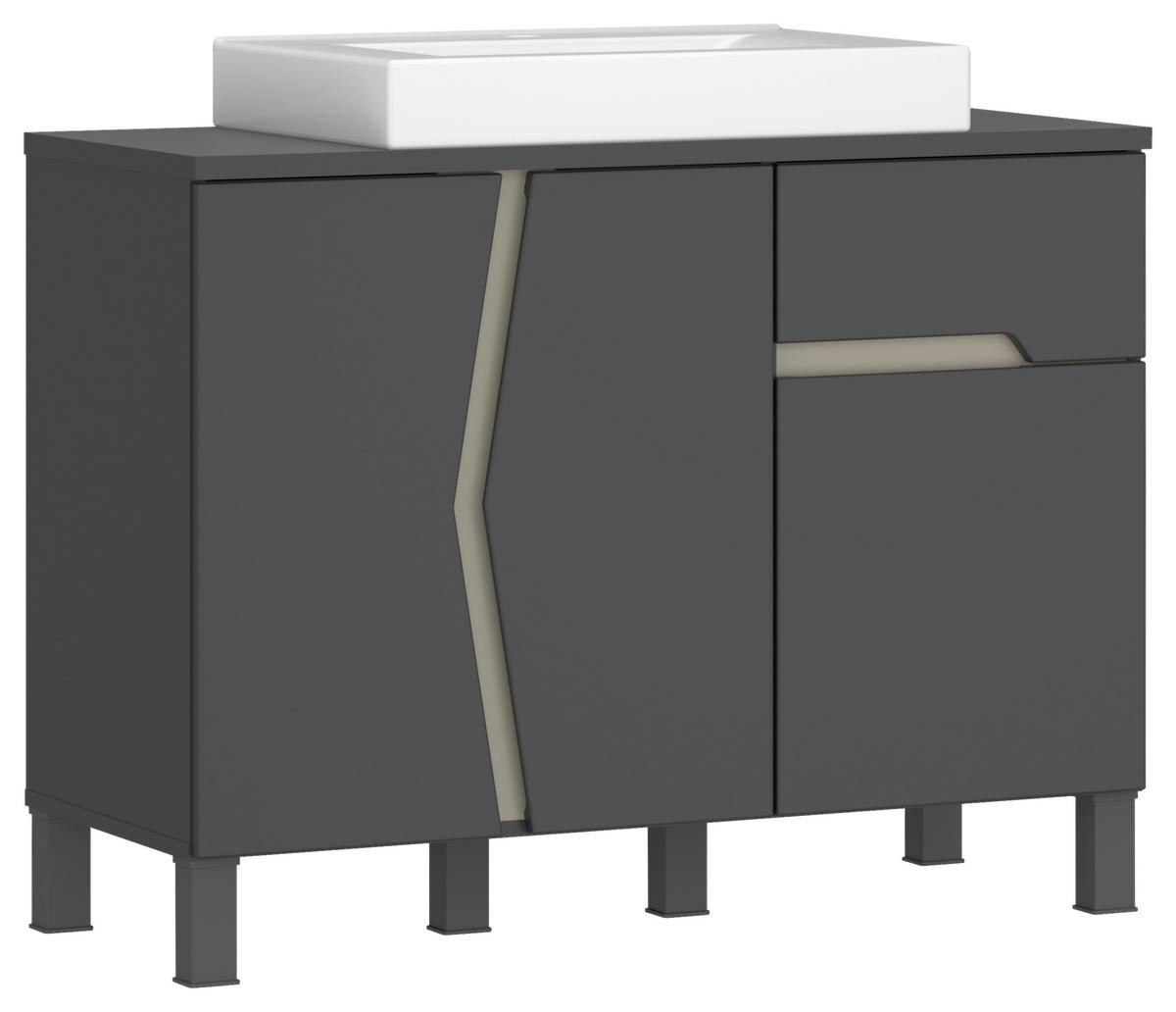 Waschtischkombi Manhattan Man Lu2 - Anthrazit/Weiß, MODERN, Keramik/Holzwerkstoff (100cm) - Luca Bessoni